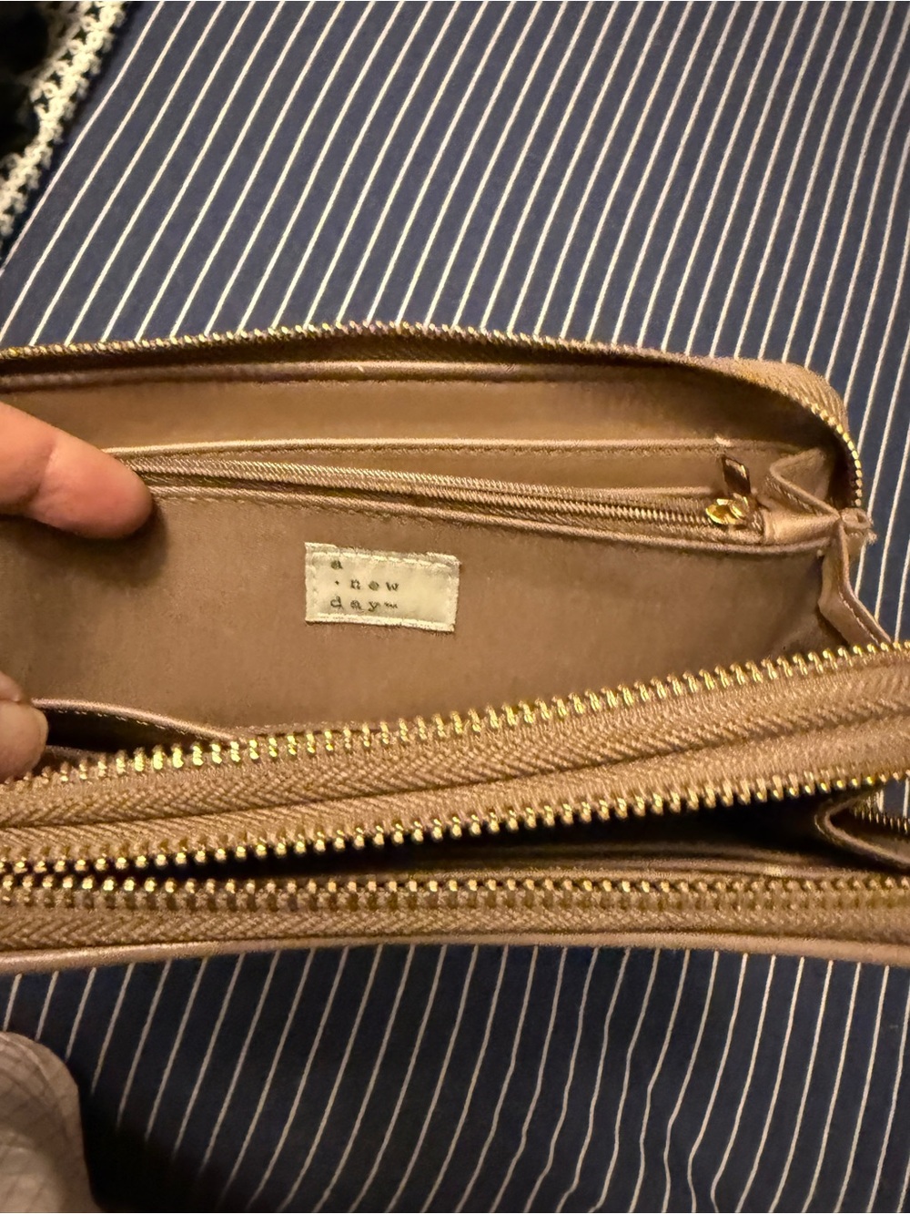 EUC - New Day Light Brown Double zipper Wristlet Wallet